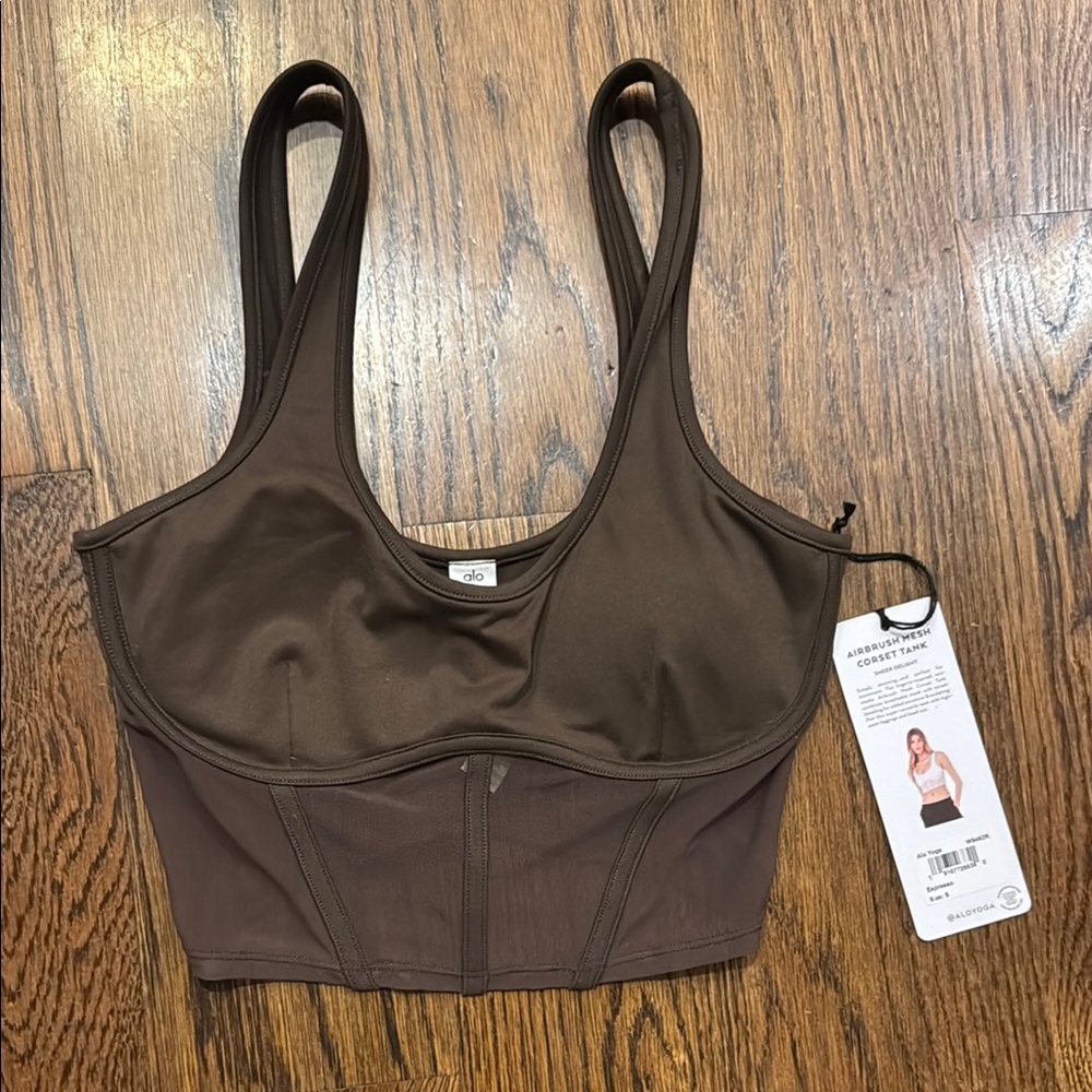 ALO Yoga Yoga Brown Longline Scoop Sports Bra
